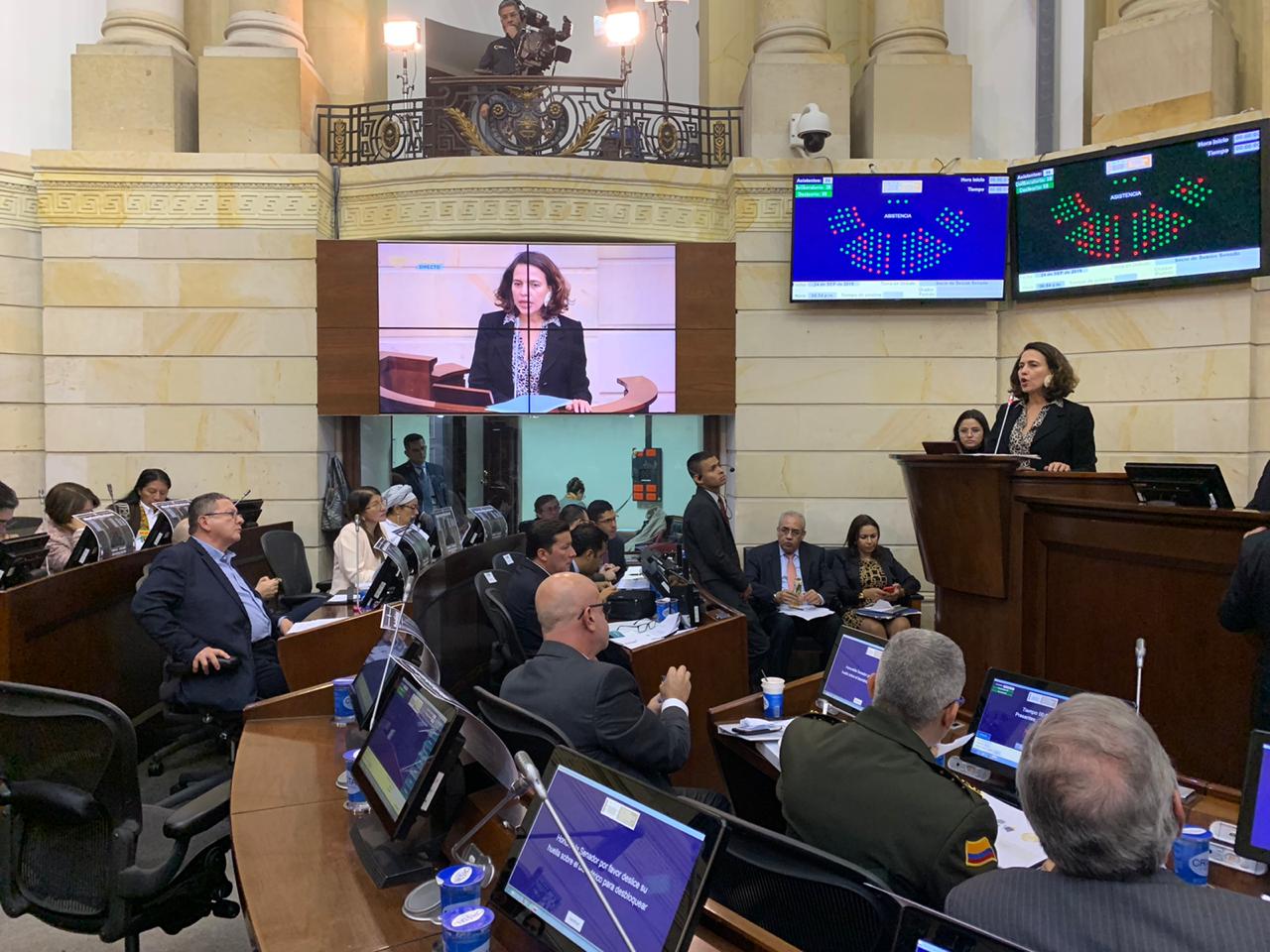 Ministra del Interior, Nancy Patricia Gutiérrez, al intervenir en debate sobre la violencia electoral.