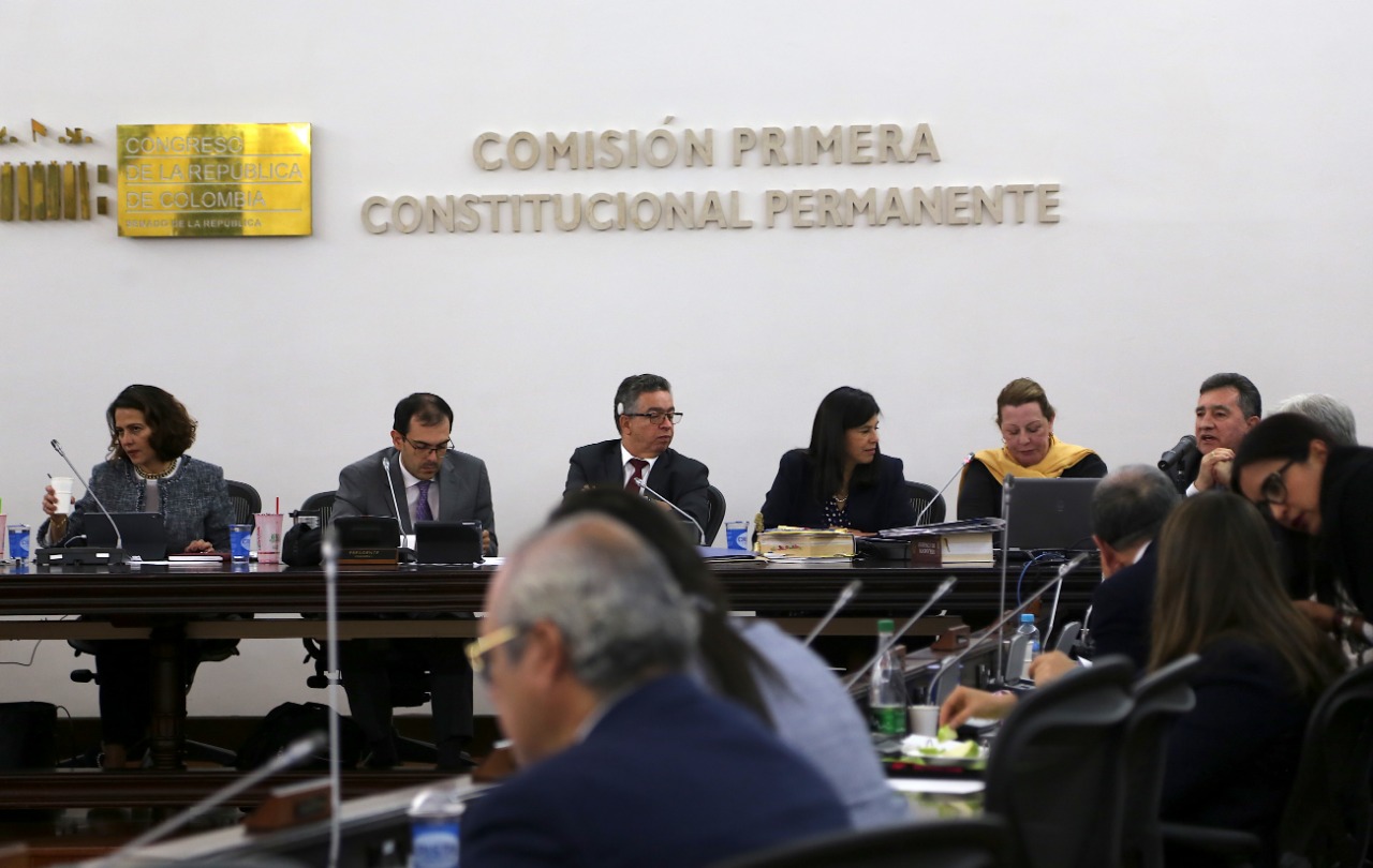 Sesión de la Comisión Primera del Senado, durante el debate al presupuesto para la justicia en la vigencia fiscal del 2020.